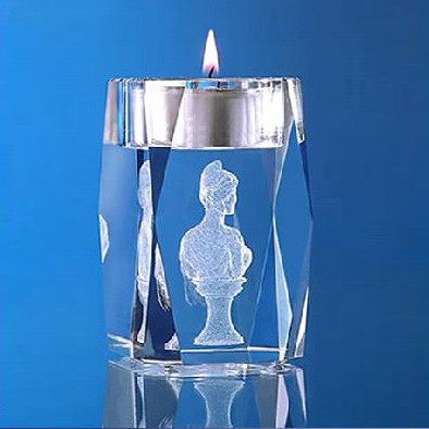 Clear 3D Laser Crystal Candle Holder for Home Favor