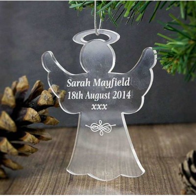 Angel Clear Acrylic Hanging Ornaments For Christmas Decoration