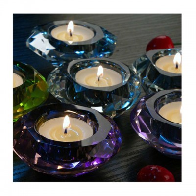 Beauty Colorful Crystal Tealight Candle Holders For Home Decoration