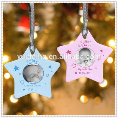 Hanging Picture Frame Star Shape Glass Memorial Ornament