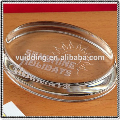 Engraved Crystal Clear Oval Paper Weight For Desktop Gifts