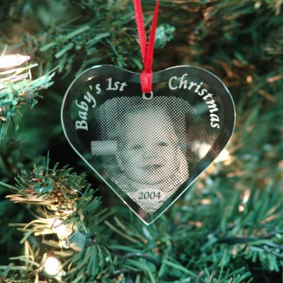 Heart Glass Photo Engraving Pendants For Baby Baptism