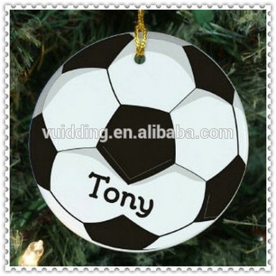 Hanging Glass Flat Soccer Ornaments For Sports Meeting Decor