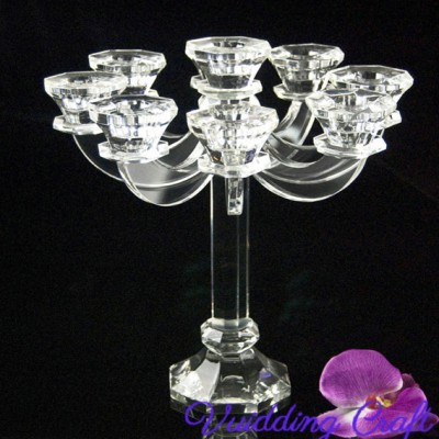 8 Arms Crystal Pillar Candleholder For Wedding Centerpiece