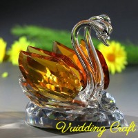 Engraved Diamond Heart Crystal Swan for Wedding Decoration